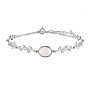 SHEGRACE 925 Sterling Silver Link Bracelets, with Oval Natural Chalcedony and Spring Ring Clasps, Leafy Branches