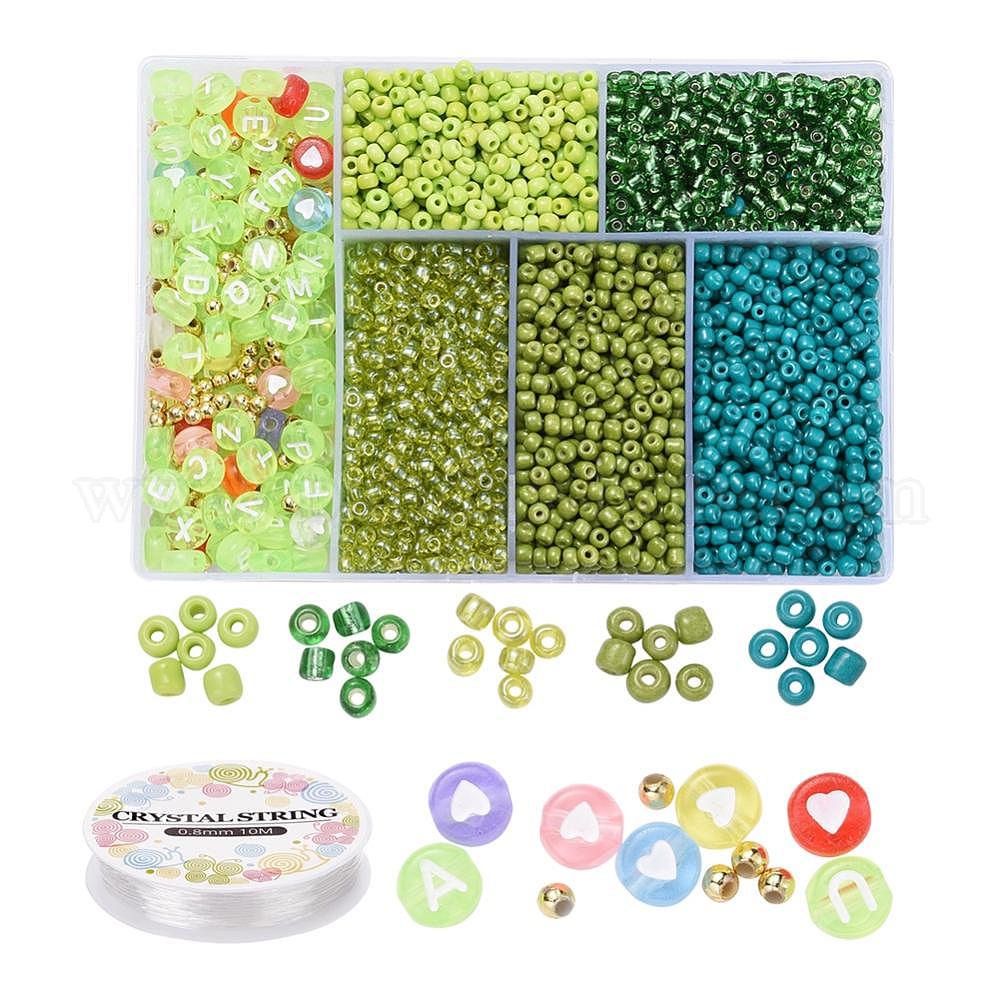 China Factory DIY Jewelry Making Kits, Including Round 8/0 Glass Seed Beads,  Acrylic & ABS Plastic Beads, Elastic Crystal Thread Beads: about  3140pcs/set in bulk online 