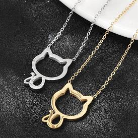 304 ожерелья из нержавеющей стали с контуром кошки для женщин