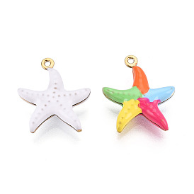 304 нержавеющей стальной эмали подвески, морская звезда, ионное покрытие (ip), реальный 18 k позолоченный