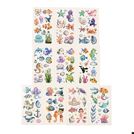 10 Sheets Cartoon Sea Animals Temporary Tattoos Stickers, Body Art Paper Stickers