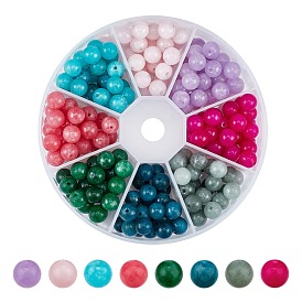 240 Stück 8 Stil natürlich gefärbte weiße Jadeperlen, Runde