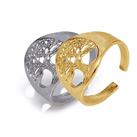 Adjustable Titanium Steel Cuff Rings, Tree of Life