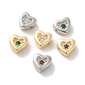 Brass Beads, with Glass, Heart