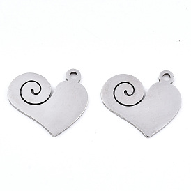 201 Stainless Steel Pendants, Laser Cut, Heart