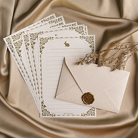 Ensembles de papier et d'enveloppes de papeterie en lin rétro, enveloppe d'invitation de fête de mariage, rectangle