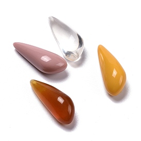 Imitation Amber Resin Beads, Half Drilled, Teardrop