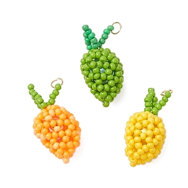 3 шт. 3 цвета подвески из стеклянных бусин в виде манго, с 304 кольцами из нержавеющей стали, реальный 18 k позолоченный