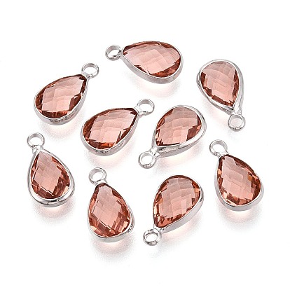 K 9 стеклянные подвески, слеза, латунная фурнитура с платиновым покрытием, граненые