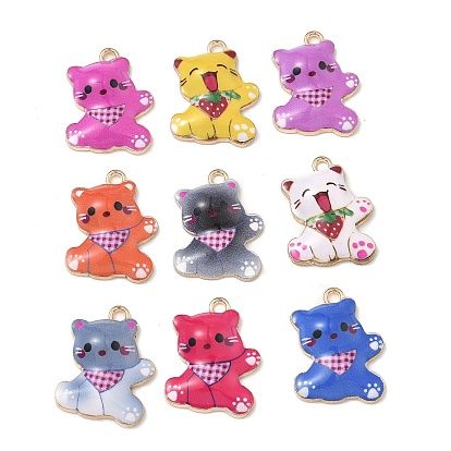 Подвески из эмали и сплава, подвески в форме кошки, золотые