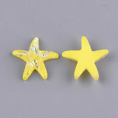 Resin Cabochons, with Shell Chip, Starfish/Sea Stars