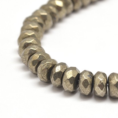 Faceted Rondelle Natural Pyrite Beads Strands