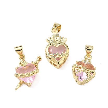 Латунные микро проложить кубического циркония подвески, сердце прелести