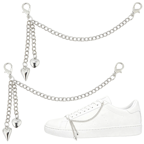 2шт. цепи из сплава и цепочки в форме сердца для ремешков на сапоги, украшения для обуви