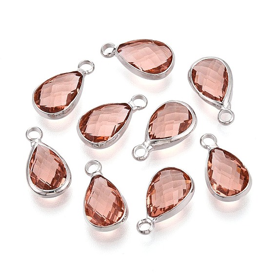 K 9 стеклянные подвески, слеза, латунная фурнитура с платиновым покрытием, граненые