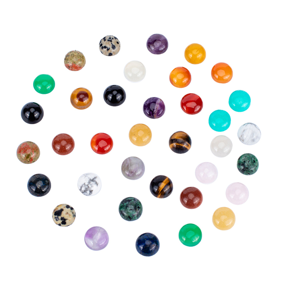 Natural & Synthetic Mixed Stone Cabochons, Half Round/Dome