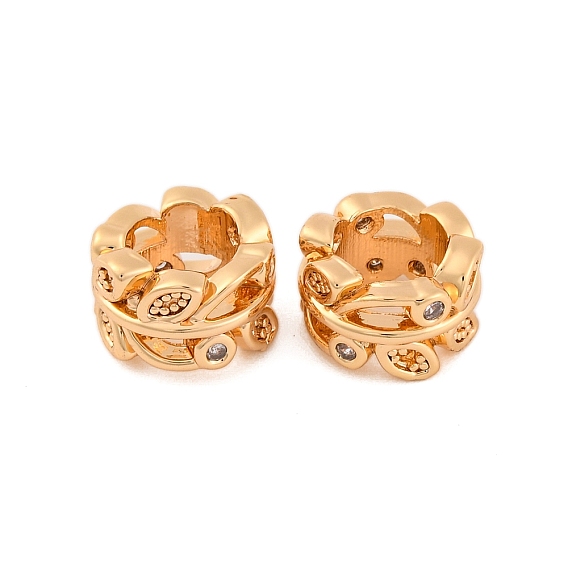 Латунь микропаве прозрачный кубический цирконий европейский бисер, бусины с большим отверстием, без кадмия, без никеля и без свинца, столбец с листа