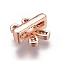 Brass Micro Pave Cubic Zirconia Slide Charms, Lead Free & Cadmium Free, Flower
