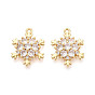 Brass Micro Pave Clear Cubic Zirconia Pendants, Snowflake