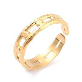 Ion Plating(IP) 304 Stainless Steel Hollow Open Cuff Ring for Women