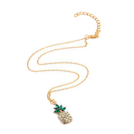 Sweet and Fashionable Crystal Pineapple Short Necklace Pendant Jewelry