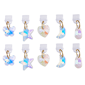 10шт 5 стиль пластиковые мобильные пылезащитные заглушки, со стеклянными подвесками