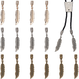 18 piezas 3 colores extremos de cordón de aleación, con colgantes de plumas