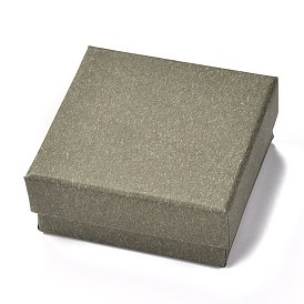 Boîte à bijoux en papier carré, couvercle à pression, avec un tapis d'éponge, pour l'emballage des bagues et bracelets
