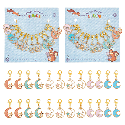 Маркеры для подвески «луна со звездой», подвески из сплава эмали крючком с застежкой-лобстером, маркер с замком и кольцом с подвеской в виде винного бокала