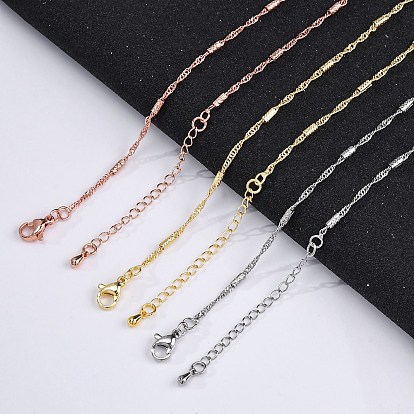 Латунные цепочки сингапур ожерелья для женщин, 304 из нержавеющей стали застежкой омар, стойки покрытие, без свинца и без кадмия, долговечный