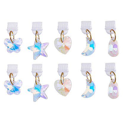 10шт 5 стиль пластиковые мобильные пылезащитные заглушки, со стеклянными подвесками