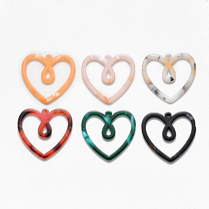 Cellulose Acetate(Resin) Pendants, Heart
