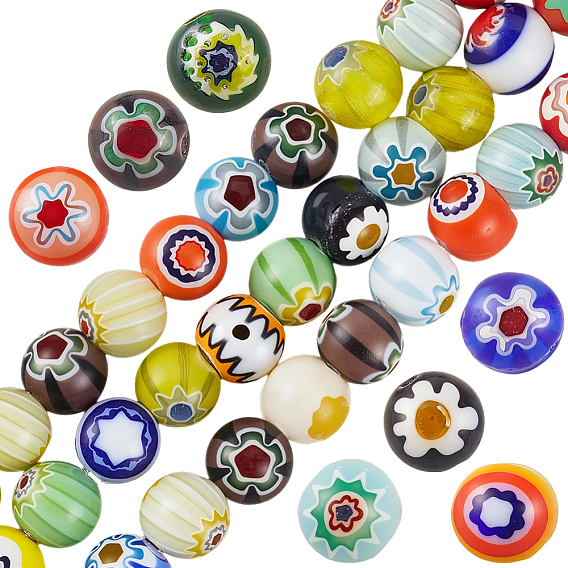 3 нити ручной работы миллефиори стеклянные круглые бусины нити