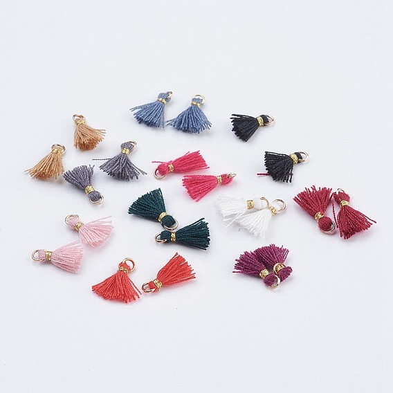 Нейлона кулон кистями украшения, мини-кисточка, с железной фурнитурой золотого цвета