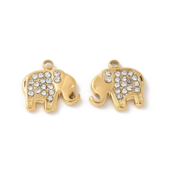 304 из нержавеющей стали горный хрусталь подвески, Слон прелести, ионное покрытие (ip)