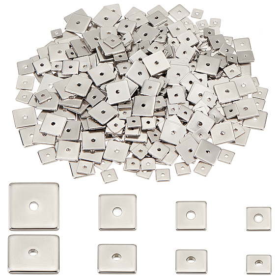 400 шт. 4 стили 304 проставки из нержавеющей стали, квадратный