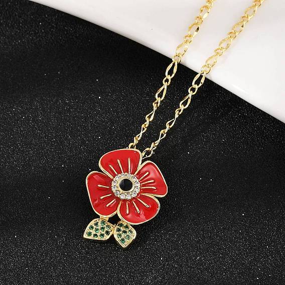 Латунные подвески с микропаве из кубических цирконий и эмали, цветок