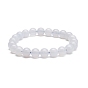 Natural Blue Chalcedony Beaded Stretch Bracelets, Round