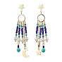 Серьги-люстры из стеклянных бусин и ракушек с жемчугом, женские серьги с кисточками из нержавеющей стали Moon & Star