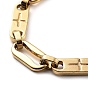 Vacuum Plating 304 Stainless Steel Oval with Cross Link Chain Bracelet for Men Women