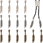 18pcs 3 couleurs embouts de cordon en alliage, avec des pendentifs en plumes