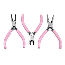 Steel Pliers Set, with Plastic Handles, including Side Cutter Pliers, Round Nose Plier, Needle Nose Wire Cutter Plier