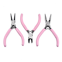 Steel Pliers Set, with Plastic Handles, including Side Cutter Pliers, Round Nose Plier, Needle Nose Wire Cutter Plier