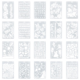Plastic Drawing Painting Stencils Templates, Rectangle with Flora Pattern