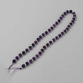 Natural Amethyst Beads Strands, Faceted Bicone Barrel Drum, with Seed Beads