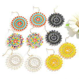 Серьги-подвески из круглого железного стекла в стиле богемии, золотые