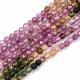 Gradient Style Natural Tourmaline Strands, Faceted, Round