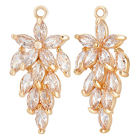 6 кулоны из латуни с микрочастицами и кубическим цирконием., цветочный шарм