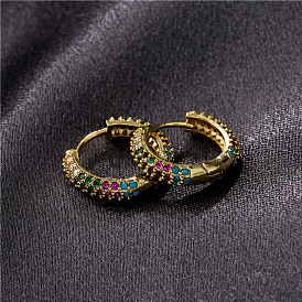 Colorful Zircon Copper Micro-inlaid Gold-plated Earrings - Sweet and Delicate OL Style Jewelry.