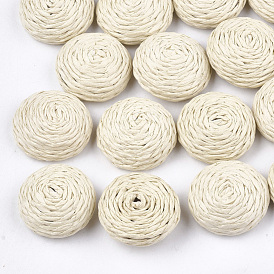 Handmade Woven Decorations, Paper Imitation Raffia Covered with Wood, Half Round/Dome